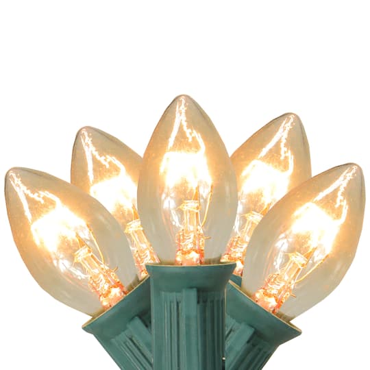 25-Count Clear C7 Twinkle Christmas Light 24ft Green Wire